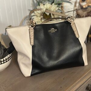 Coach Ava Black and Cream Tote Bag